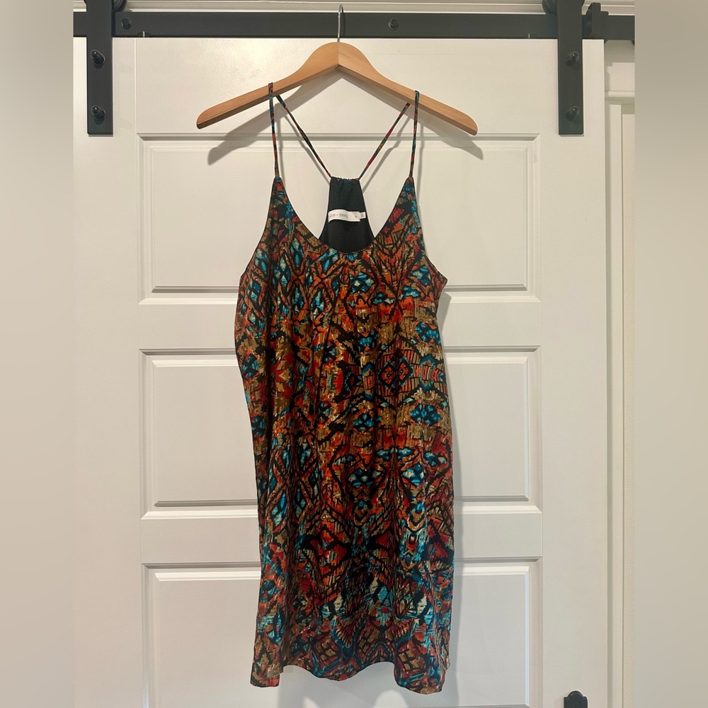 Colorful Patterned Spaghetti Strap A-Line Shift Dress